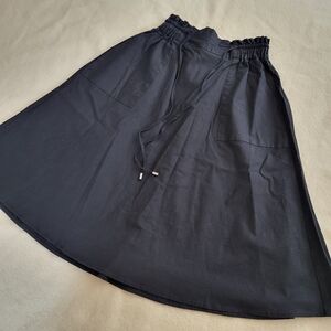 Kancy Cole Black Midi Aline Skirt Women's Size Small Pockets Cotton Strech